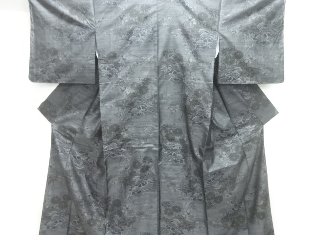 JAPANESE KIMONO / DORO OSHIMA TSUMUGI / WOVEN PEONY